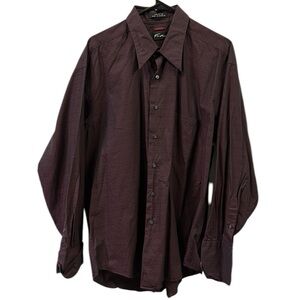 Fubu Collection Button Up French Cuff Textured Long Sleeve Cotton 17 Neck XL